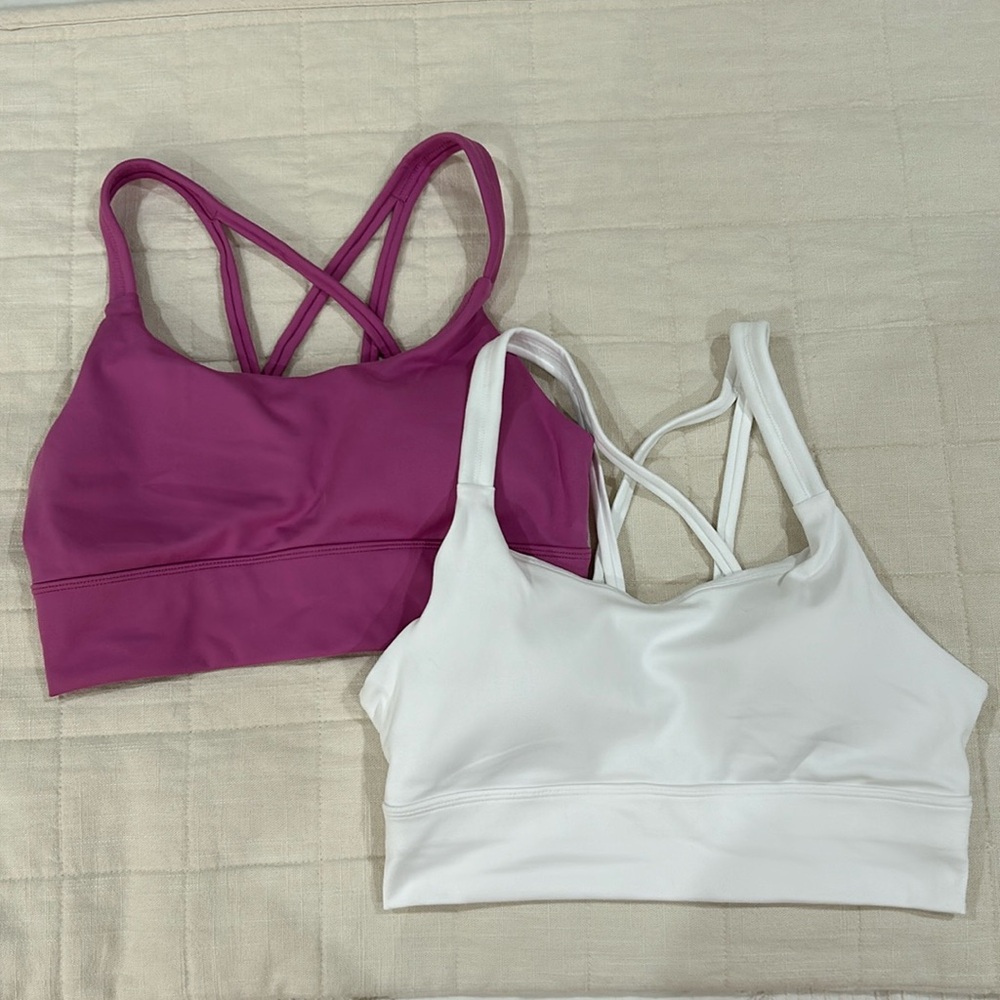 2 pack criss cross purple and white bras | size medium!!